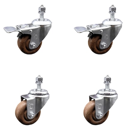 Service Caster 3 Inch SS High Temp Glass Filled Nylon 1/2 Inch Stem Caster Total Lock Brake, 2PK SCC-SSTSTTL20S314-GFNSHT-121315-2-S2